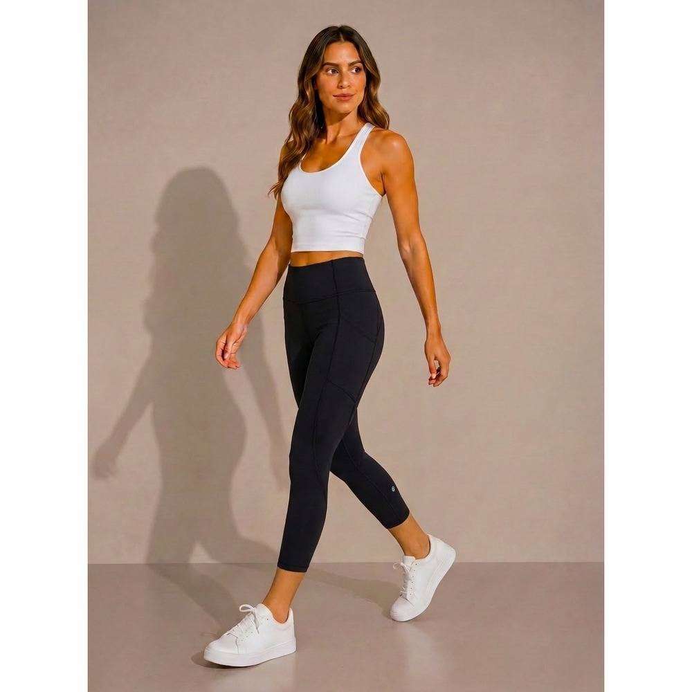 LuLu Lemon Pace Rival Crop Leggings 5 Pockets Waist 13-16 R 9.5 Inseam 22 EUC